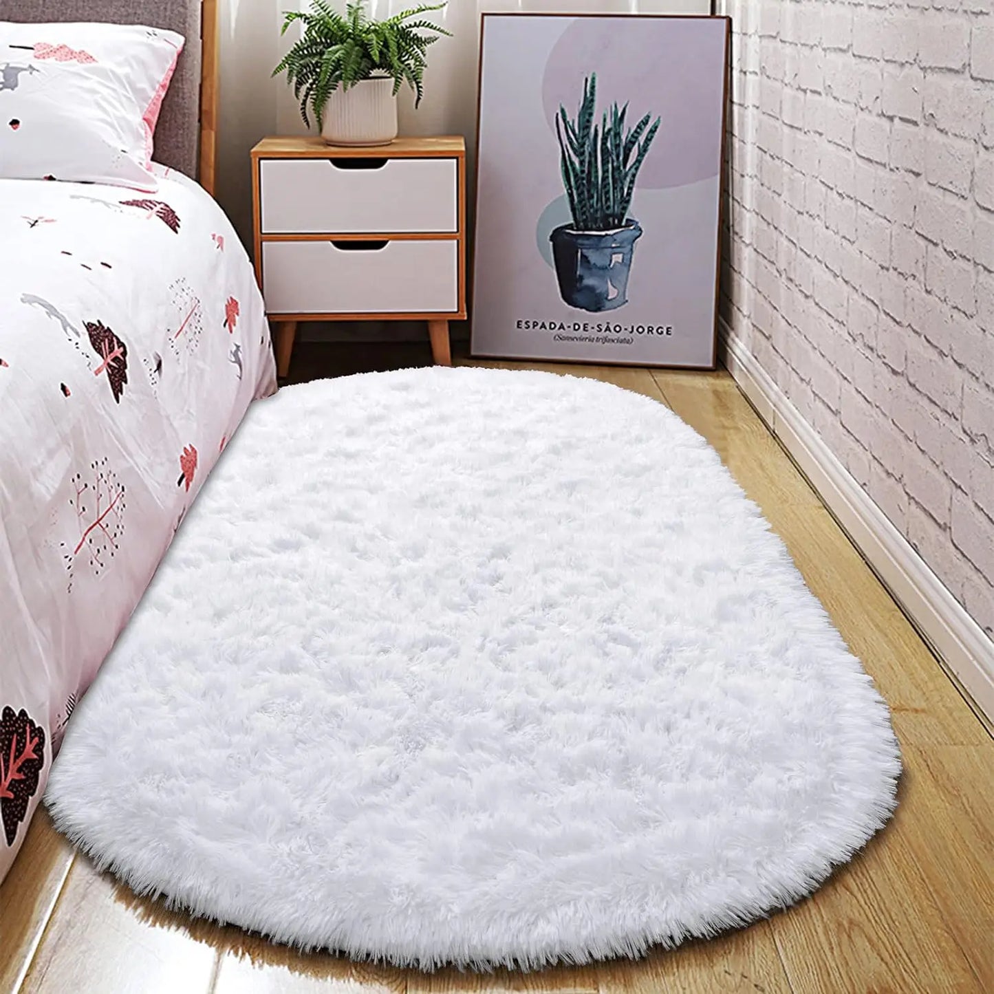 Oval Fluffy Ultra Soft Area Rug for Bedroom Bathroom or Family Room