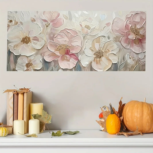 1.5 Inch Thick Pine Solid Wood Frame Pink Floral Canvas Wall Art