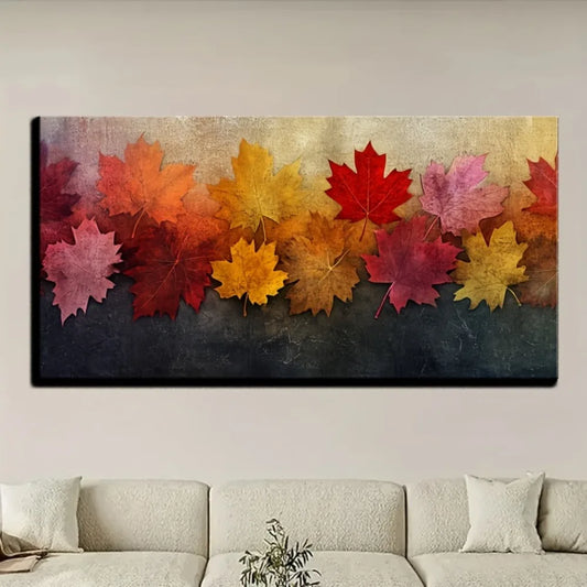 1.5 inch Thick Pine Framed Fall Leaves Painting