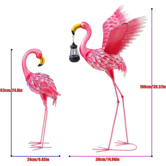 Flamingo Metal Sculptures for Outdoor Yard Art For Patio and Backyard