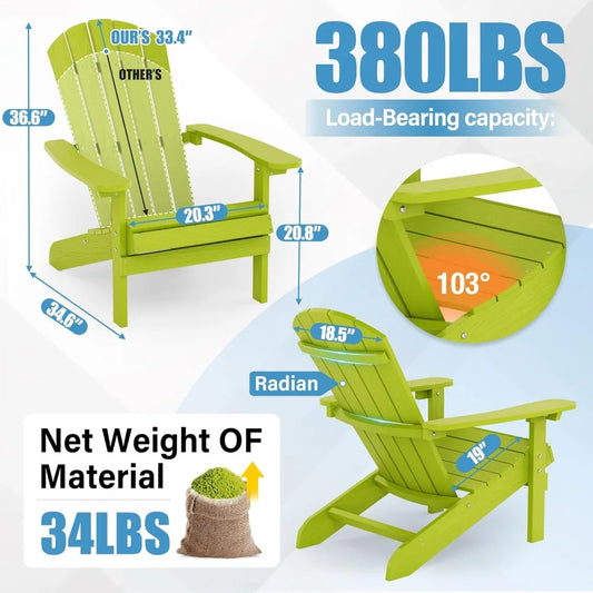 Adirondack Chairs Set of 2: Plastic With Wood Texture For Lawn & Patio