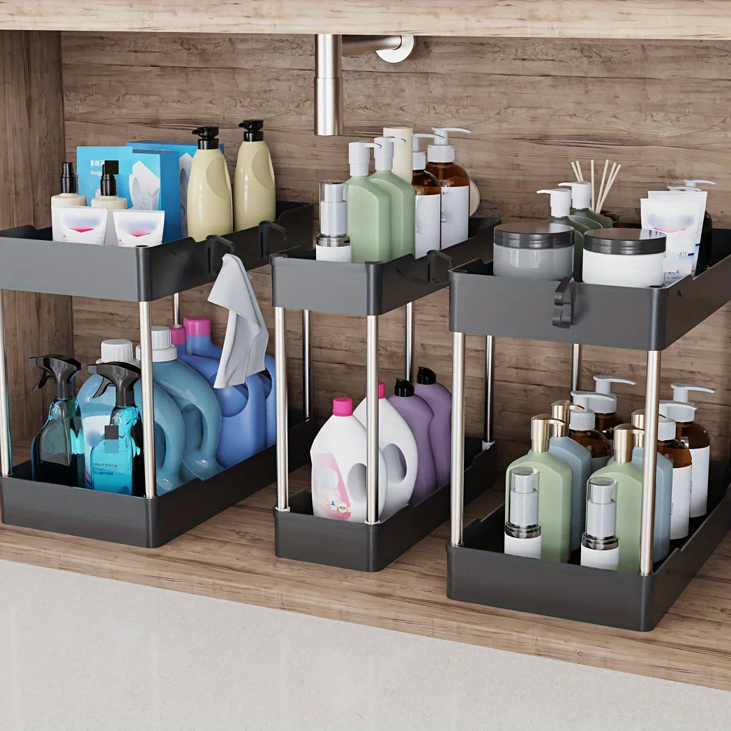 3-Pcs Under Sink Organizers for Storage, Large, Medium, Small Sizes