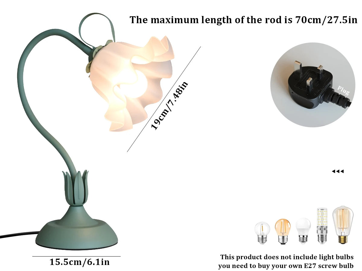 Adjustable Direction Bedside Lamp Vintage Style With Green Base