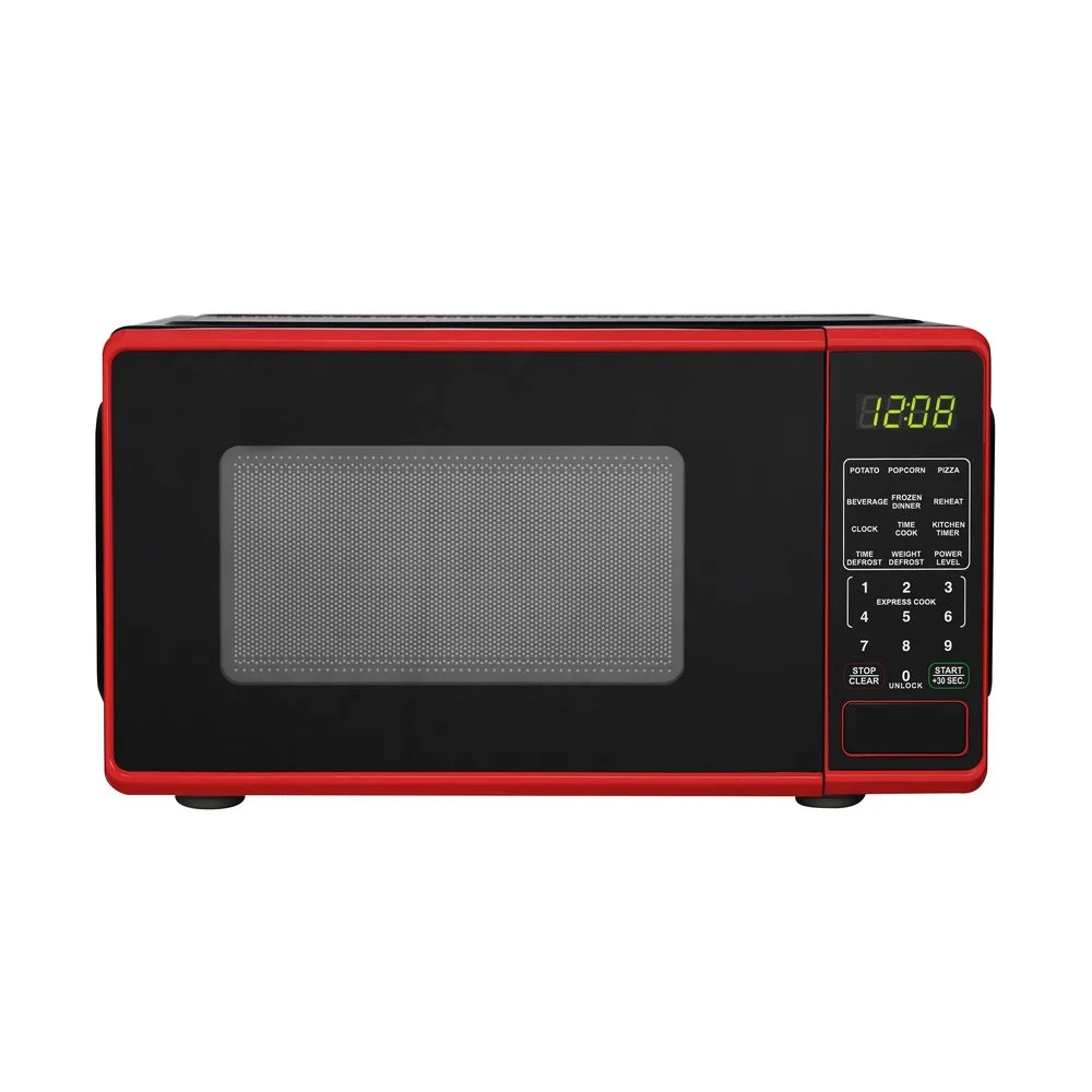 Compact 0.7 Cu ft Countertop Microwave Oven 700 Watts LED Display Kitchen Timer