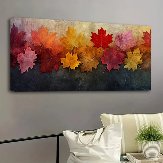 1.5 inch Thick Pine Framed Fall Leaves Painting