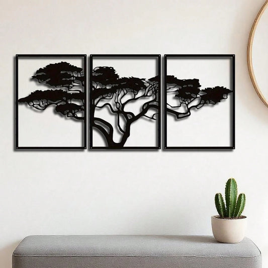 3-pc Metal Wall Art Tree Of Life Sculpture For Family Room or Bedroom