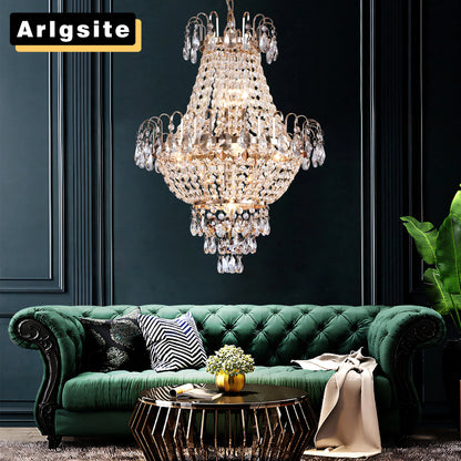 Luxury Gold Crystal Chandelier Ceiling Light for Living Room Dining Room Hallway