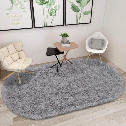 Oval Fluffy Ultra Soft Area Rug for Bedroom Bathroom or Family Room