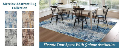 Large Modern Abstract Area Rug,  Boho Vintage Machine Washable Non Slip Carpet