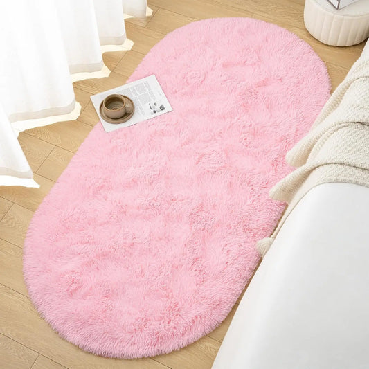 Oval Fluffy Ultra Soft Area Rug for Bedroom Bathroom or Family Room