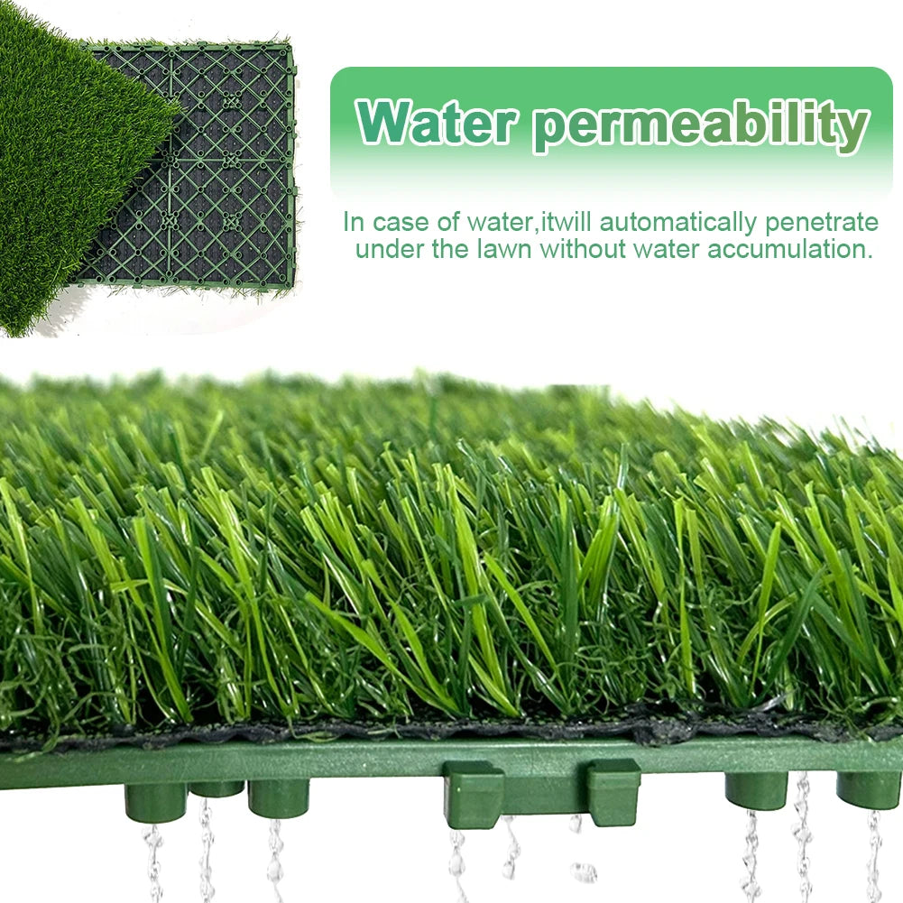 10 Pcs 12 Inch x12 Inch Fake Grass Deck Turf Tiles Interlocking For Garden Lawn Patio Balcony