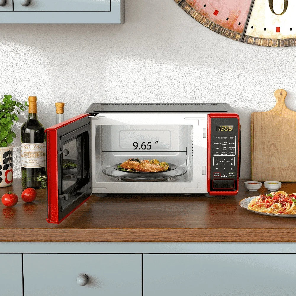 Compact 0.7 Cu ft Countertop Microwave Oven 700 Watts LED Display Kitchen Timer