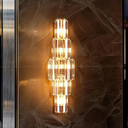 Modern Crystal Wall Lamp 3-Layer Wall Crystal Sconce E14 Led Corn Lights