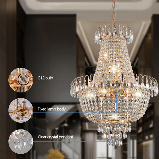 Luxury Gold Crystal Chandelier Ceiling Light for Living Room Dining Room Hallway