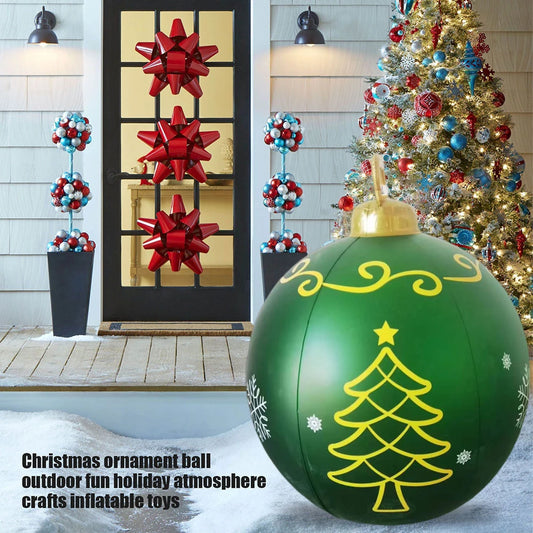 24 Inch Inflatable Christmas Balls New Years Christmas Ornaments with Lights PVC