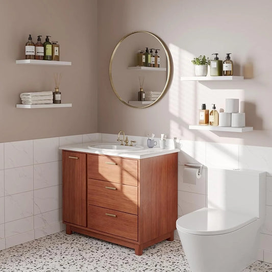 Floating Wall Shelves Set of 4 Rustic MDF Storage Shelving Easy Installation Space Saving