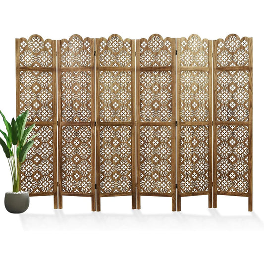 Folding Room Divider Wood Carved Privacy Screen For Home, Office, Restaurant, Bedroom
