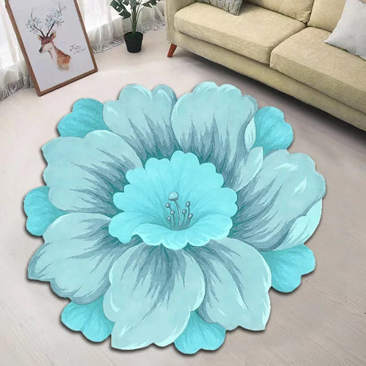 Flower Shaped Easy-Care Living Room Rug, Dirt-Resistant, Home Decor