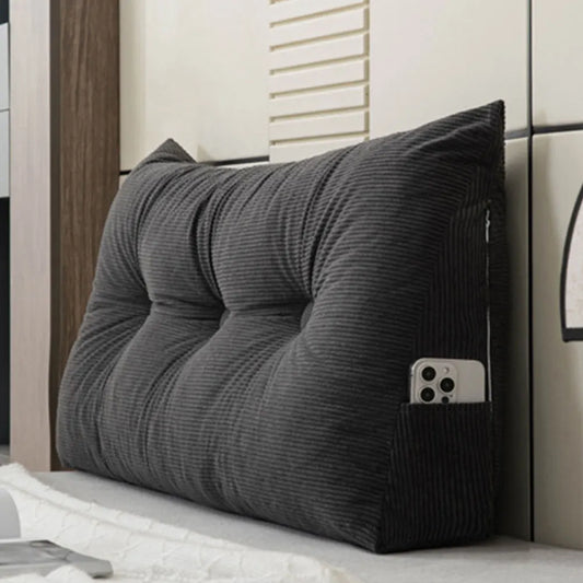 Triangular Wedge Headboard Pillow With Side Pockets  Back Support Long Pillow