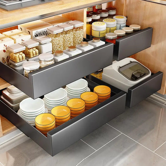 Pull Out Cabinet Organizer Carbon Steel Drawers Slide Out Pantry Shelves